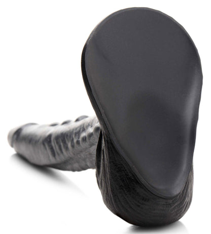 XR Brands Gargoyle Rock Hard Silicone Dildo - Textured Shaft with Suction Cup Base - Silver