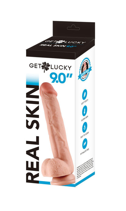 Real Skin 9" Dual Layer Dildo - Beige - Bendable and Realistic