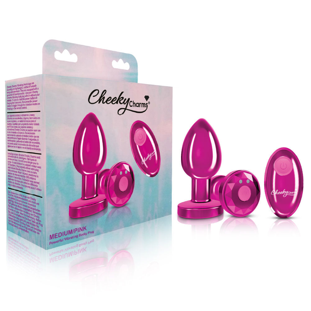 Viben Cheeky Charms Medium Vibrating Anal Plug with Remote Control – Pink