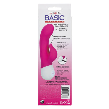 CalExotics Basic Essentials Rechargeable Dual Pleaser - Pink - Multi-Speed Massager