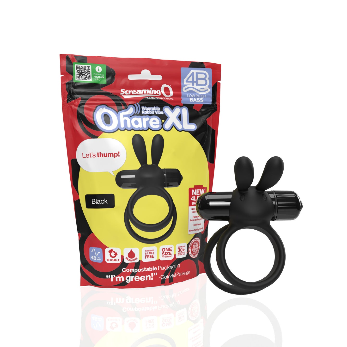 Screaming O 4B Ohare XL Vibrating Rabbit Ring – Black