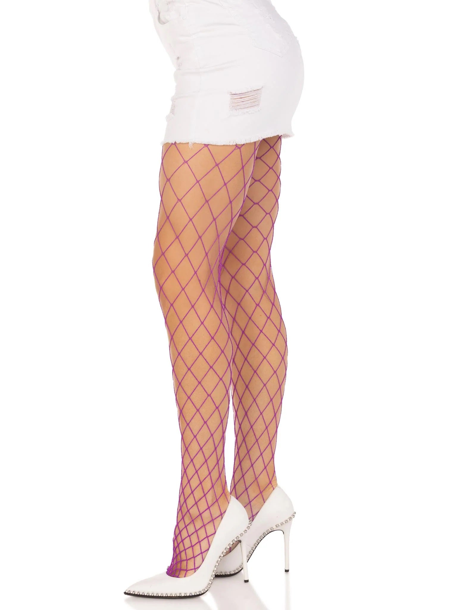 Leg Avenue Xena Spandex Diamond Tights - Classic Fishnet - Purple