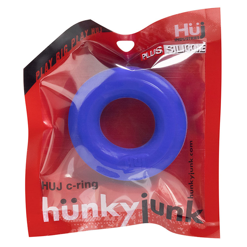Hunkyjunk C-Ring - Blue - Super-Stretchy Silicone Ring with Lube Channel