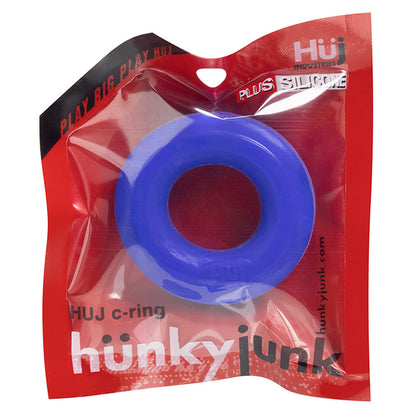 Hunkyjunk C-Ring - Blue - Super-Stretchy Silicone Ring with Lube Channel