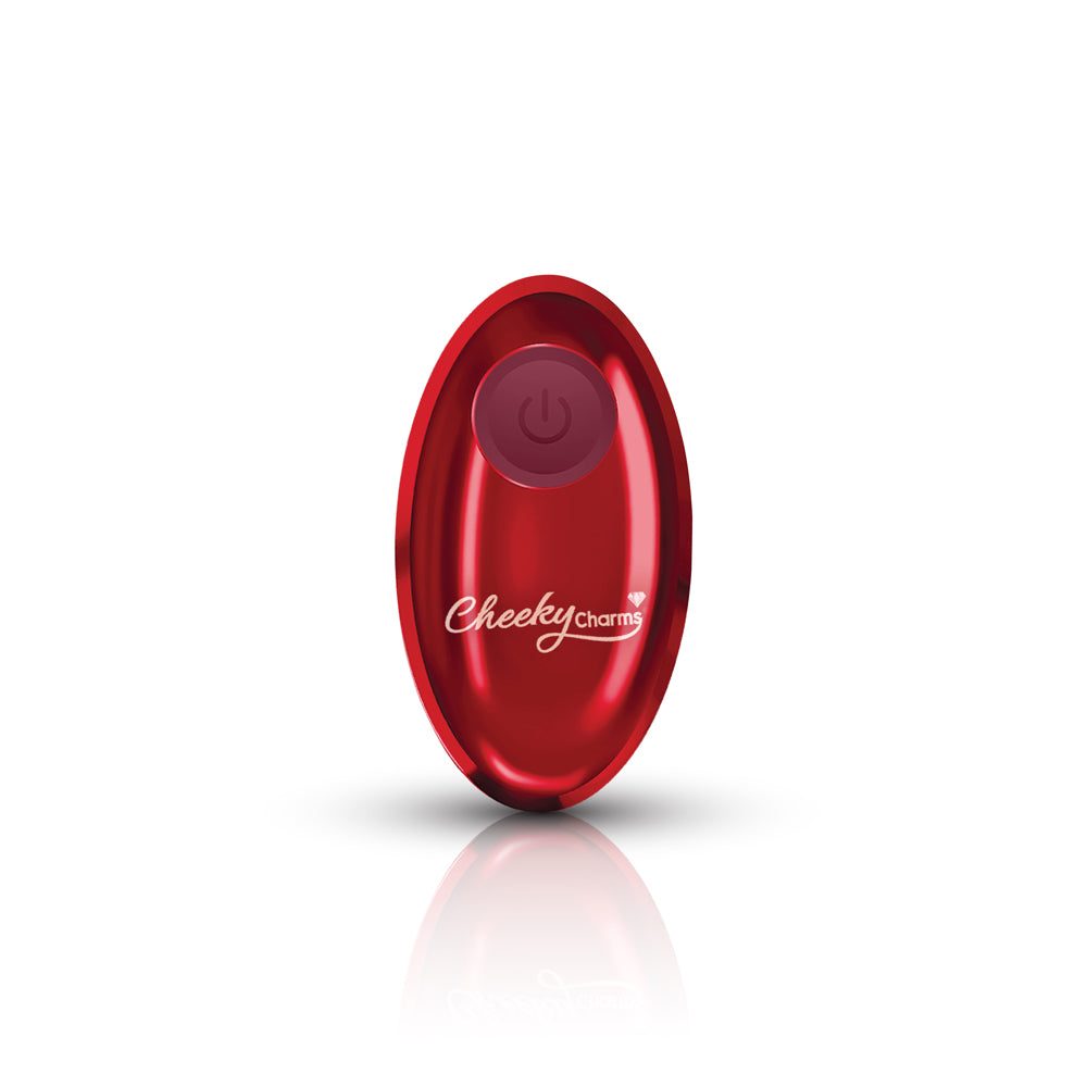 Cheeky Charms Vibrating Red Metal Anal Plug - Small with Remote Control