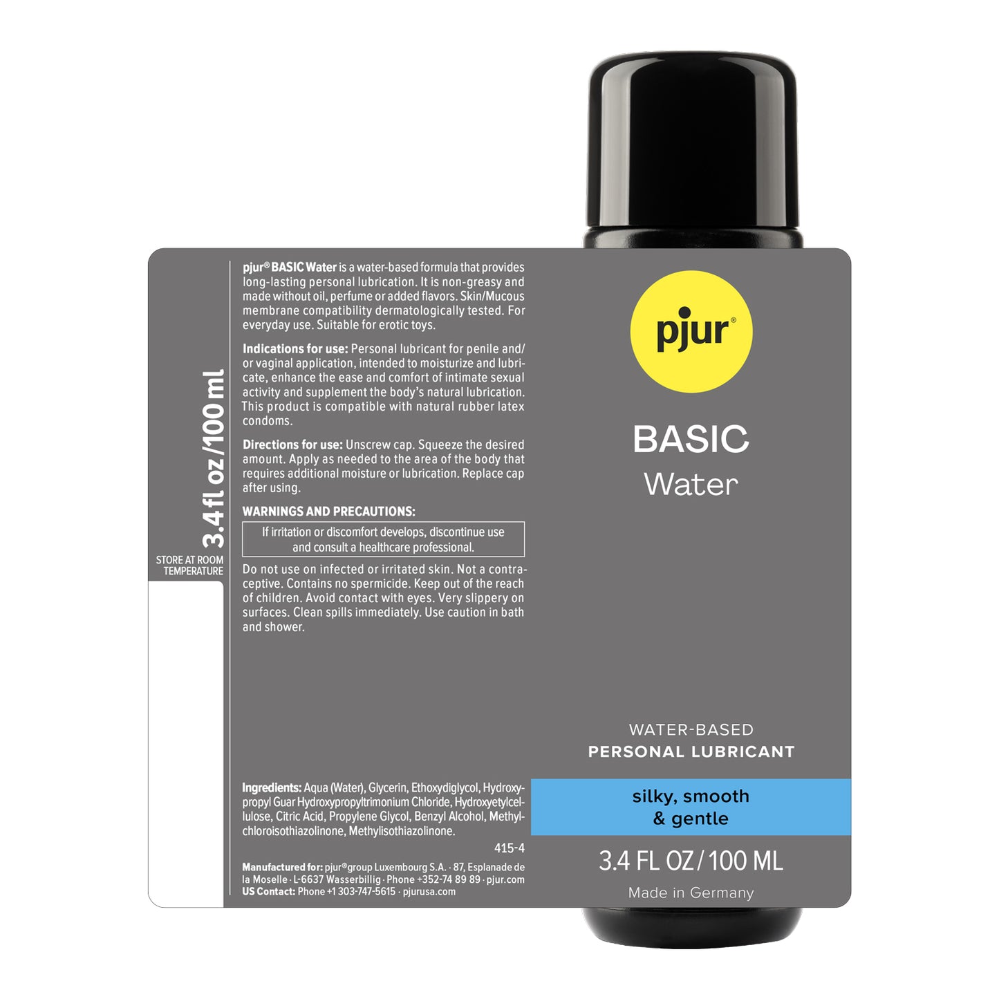 Pjur Basic Water Personal Lubricant – 3.4 Fl Oz (100 ml) – Clear