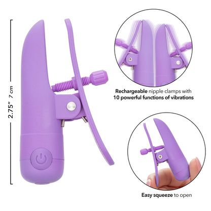 CalExotics Nipplettes Designer Clamps with Wireless Motor - Purple