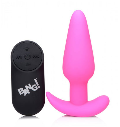 XR Brands 21X Remote Control Vibrating Silicone Butt Plug - Pink