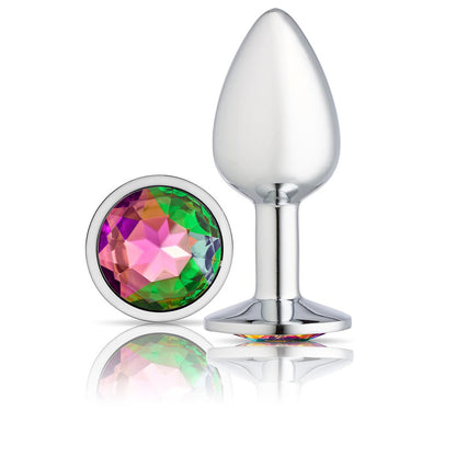 Cloud 9 Novelties Gems Silver Chromed Anal Plug - Small with Rainbow Gem