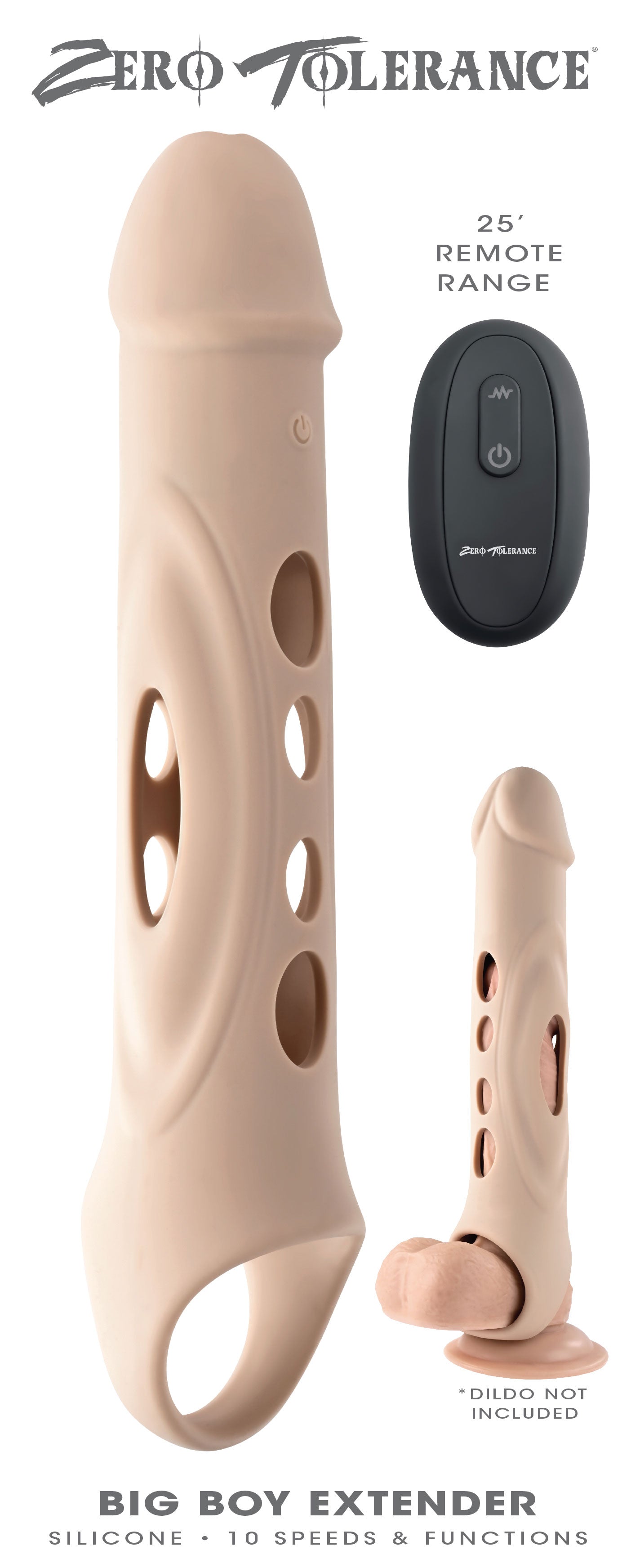 Evolved Novelties Big Boy Extender - Remote-Controlled Vibrating Penis Extender - Beige