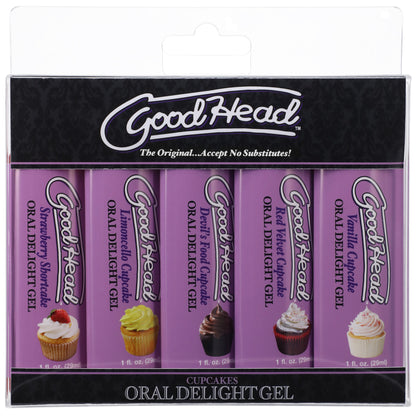 Doc Johnson Goodhead Oral Delight Gel - Edible Enhancer - 5 Pack - Cupcake Flavors