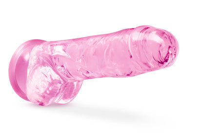 Blush Naturally Yours 8 Inch Crystalline Dildo - Pink - Suction Cup & Harness Compatible