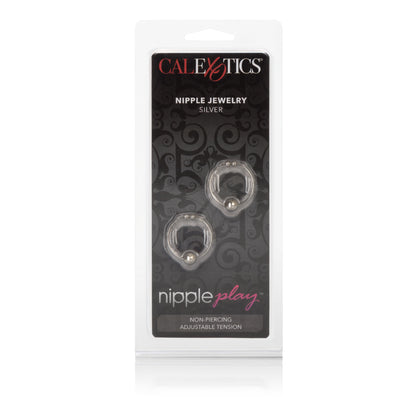 CalExotics Silver Nipple Play Nipple Jewelry – Non-Tarnishing Hoops with Beaded Ends