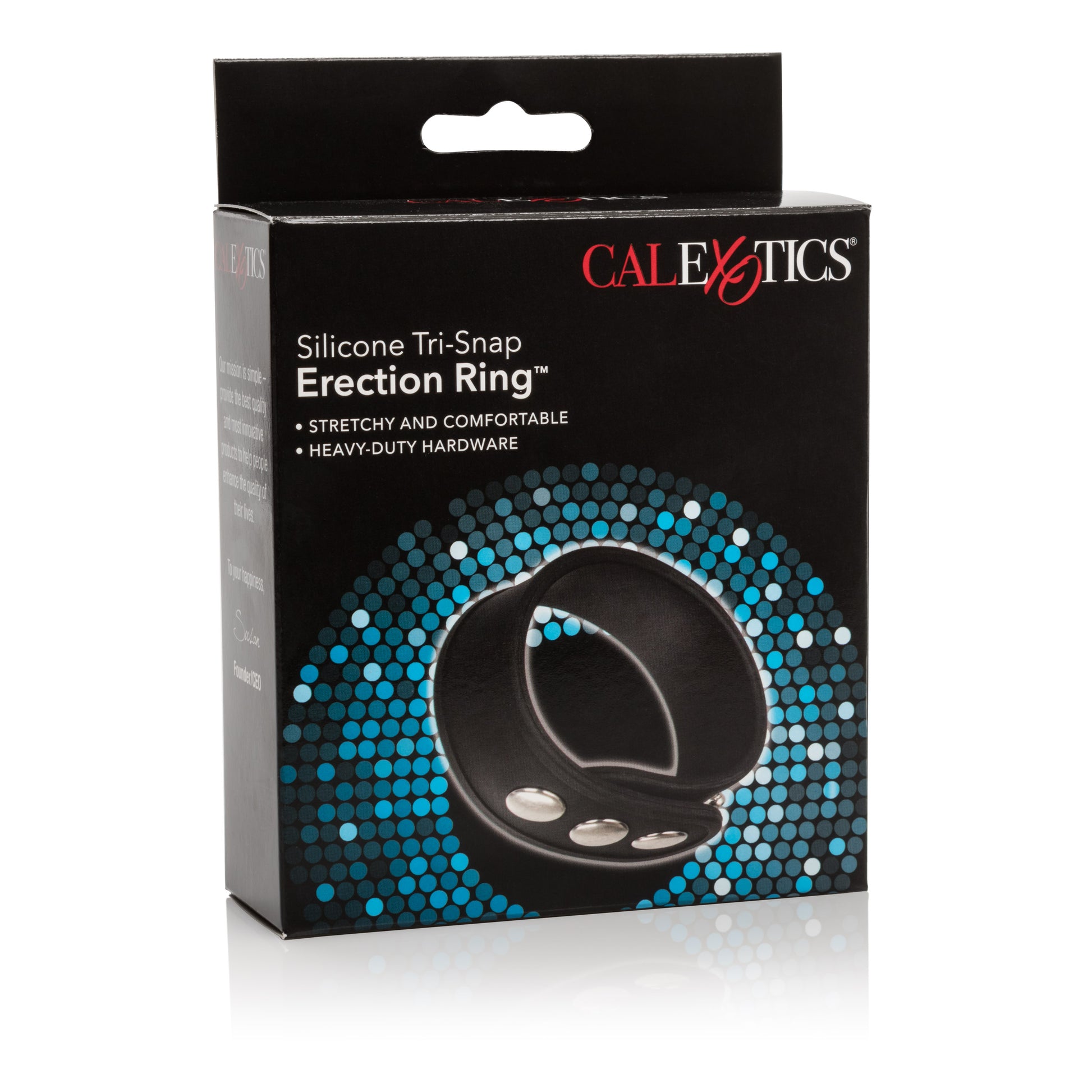 CalExotics Silicone Tri-Snap Erection Ring – Adjustable, Black