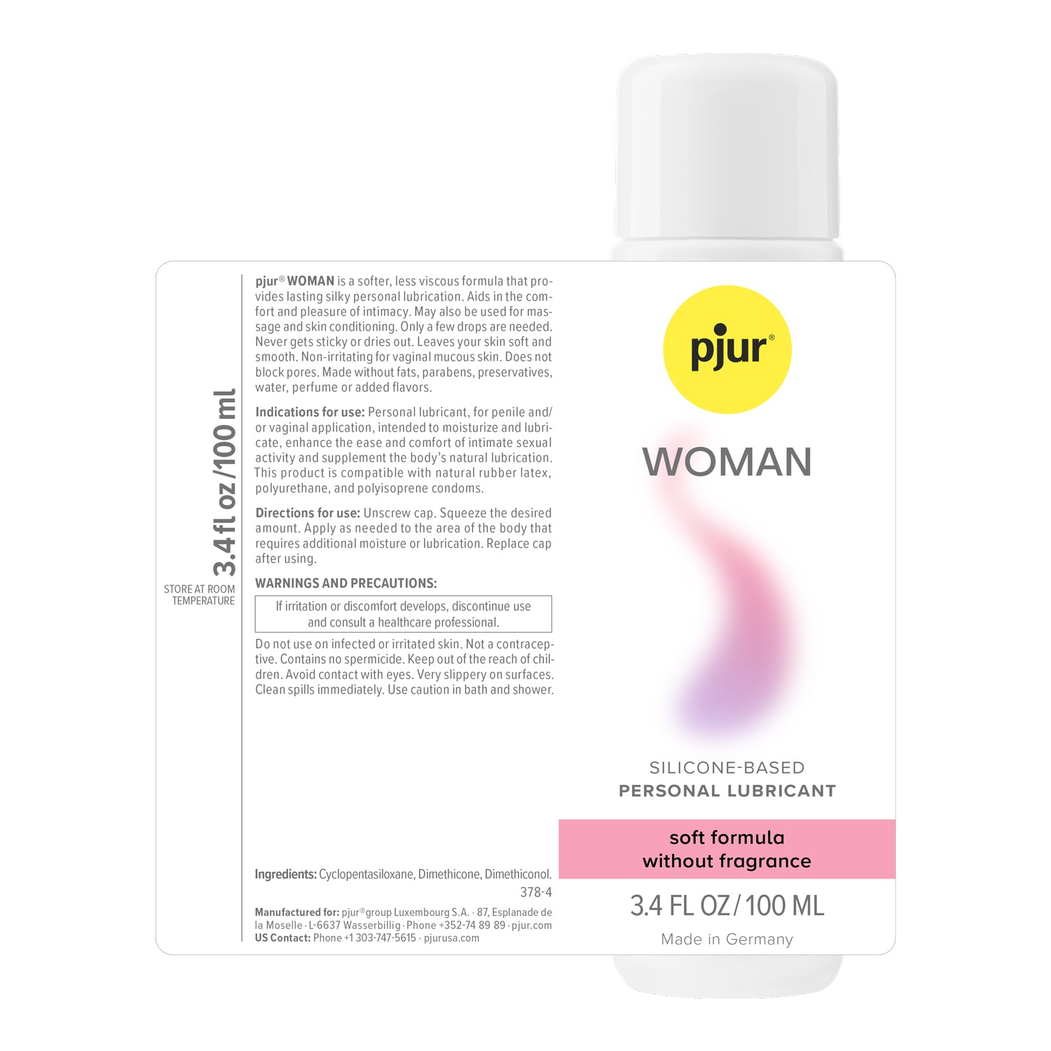 Pjur Woman Silicone Personal Lubricant 3.4 Fl Oz – Clear