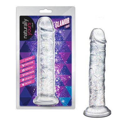 Naturally Yours Glamor Sparkling Clear Dildo with Suction Cup