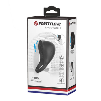 Pretty Love Ring Shaking II Cock Ring with Clitoral Stimulator – Black