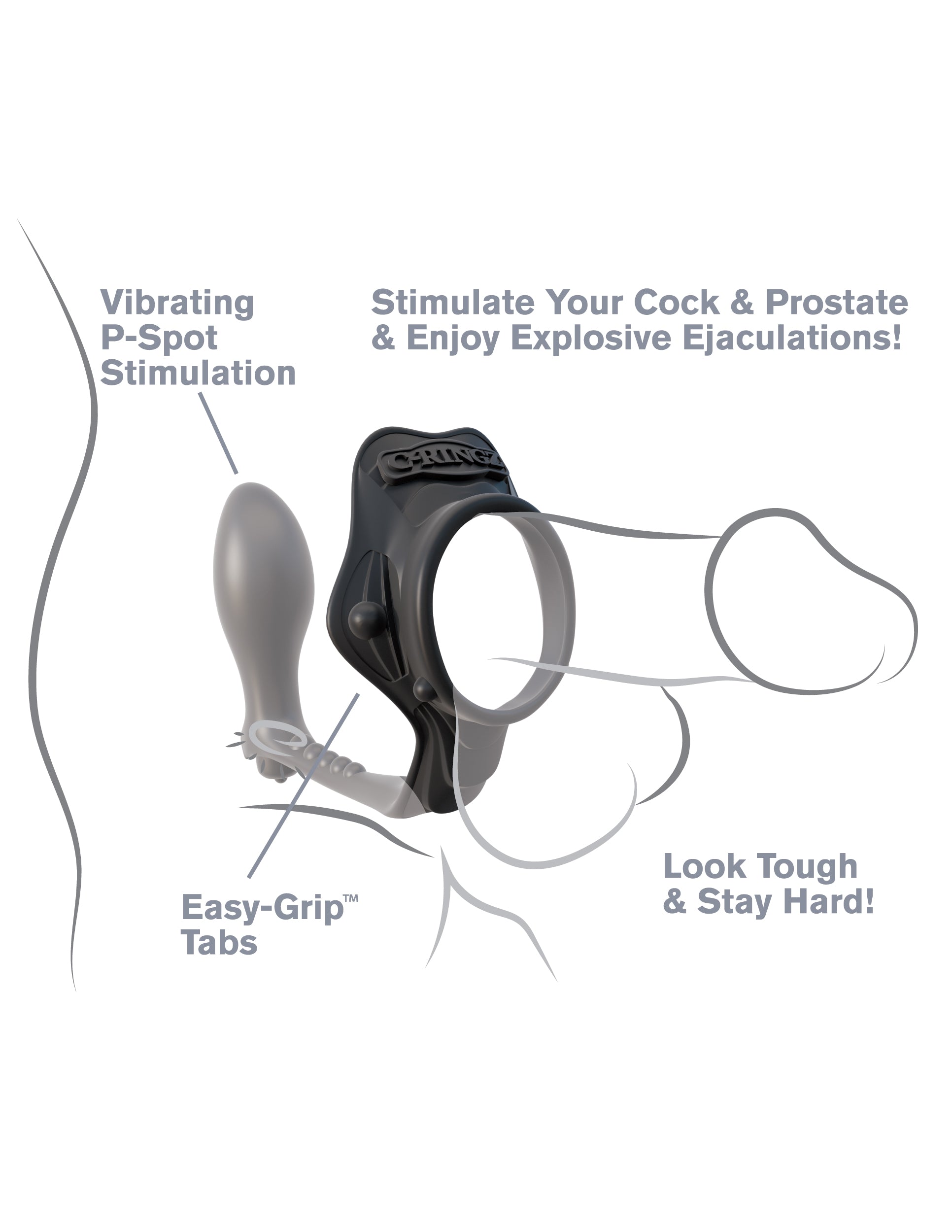 Fantasy C-Ringz Rock Hard Ass Gasm Cock Ring and P-Spot Plug – Black