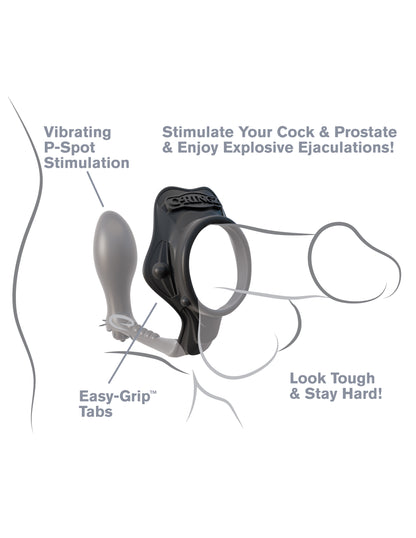 Fantasy C-Ringz Rock Hard Ass Gasm Cock Ring and P-Spot Plug – Black
