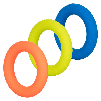 CalExotics Link Up Ultra-Soft Climax Set – 3 Textured Cock Rings – Multi
