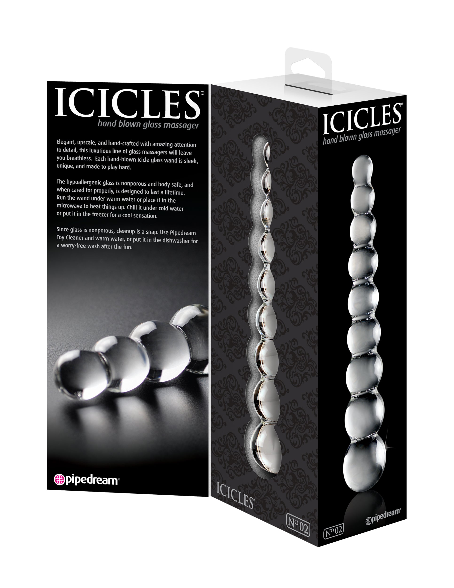 Pipedream Icicles No. 2 Glass Massager – Clear