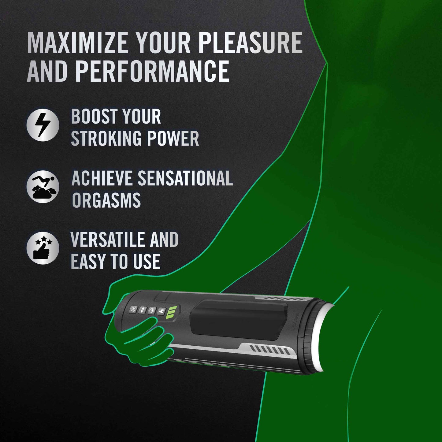 M for Men Master Blaster Automatic Male Masturbator with Vibrating and Warming Features - Black