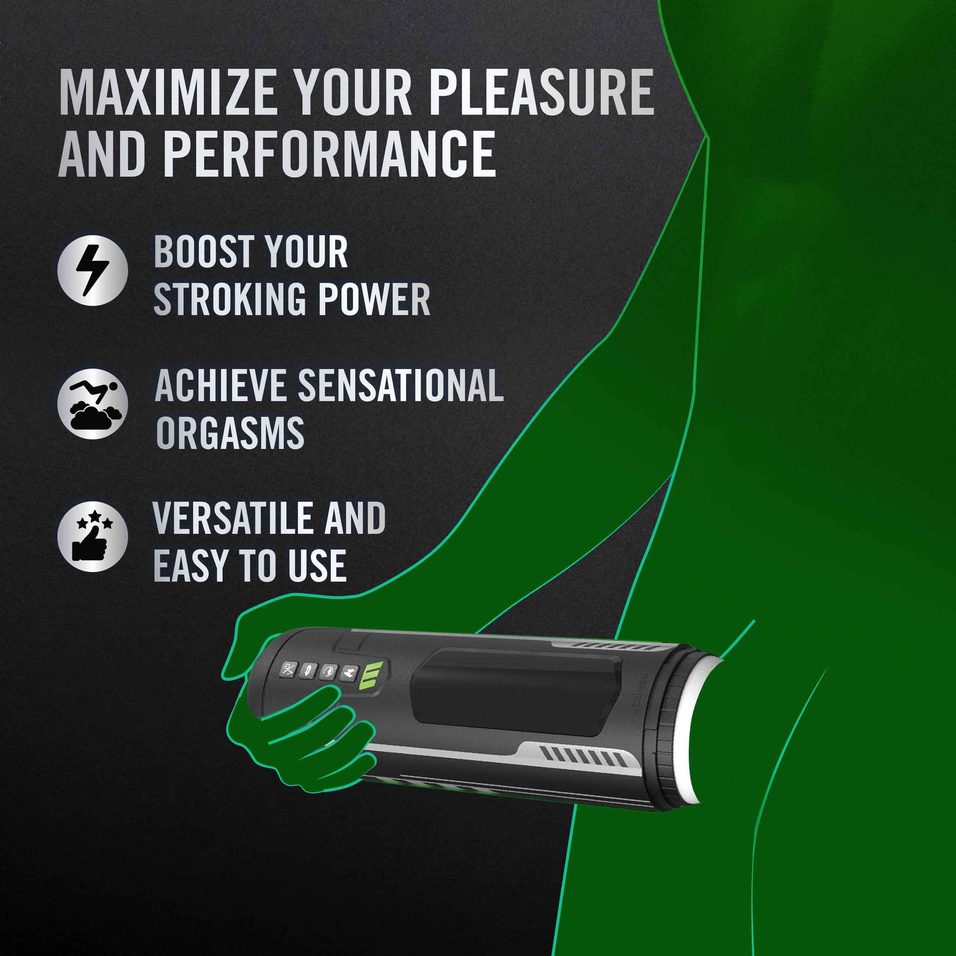 M for Men Master Blaster Automatic Male Masturbator with Vibrating and Warming Features - Black