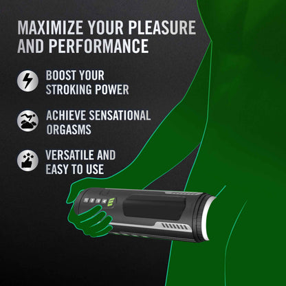 M for Men Master Blaster Automatic Male Masturbator with Vibrating and Warming Features - Black