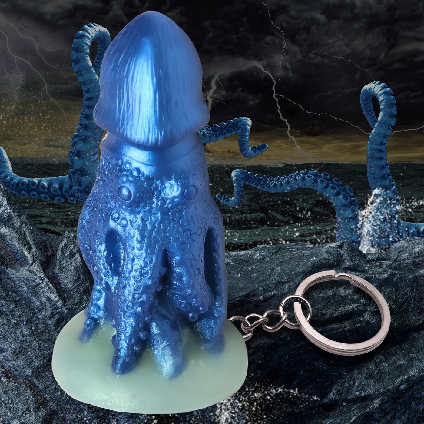 Cocktopus Keychain - Mini Fantasy Accessory - Blue