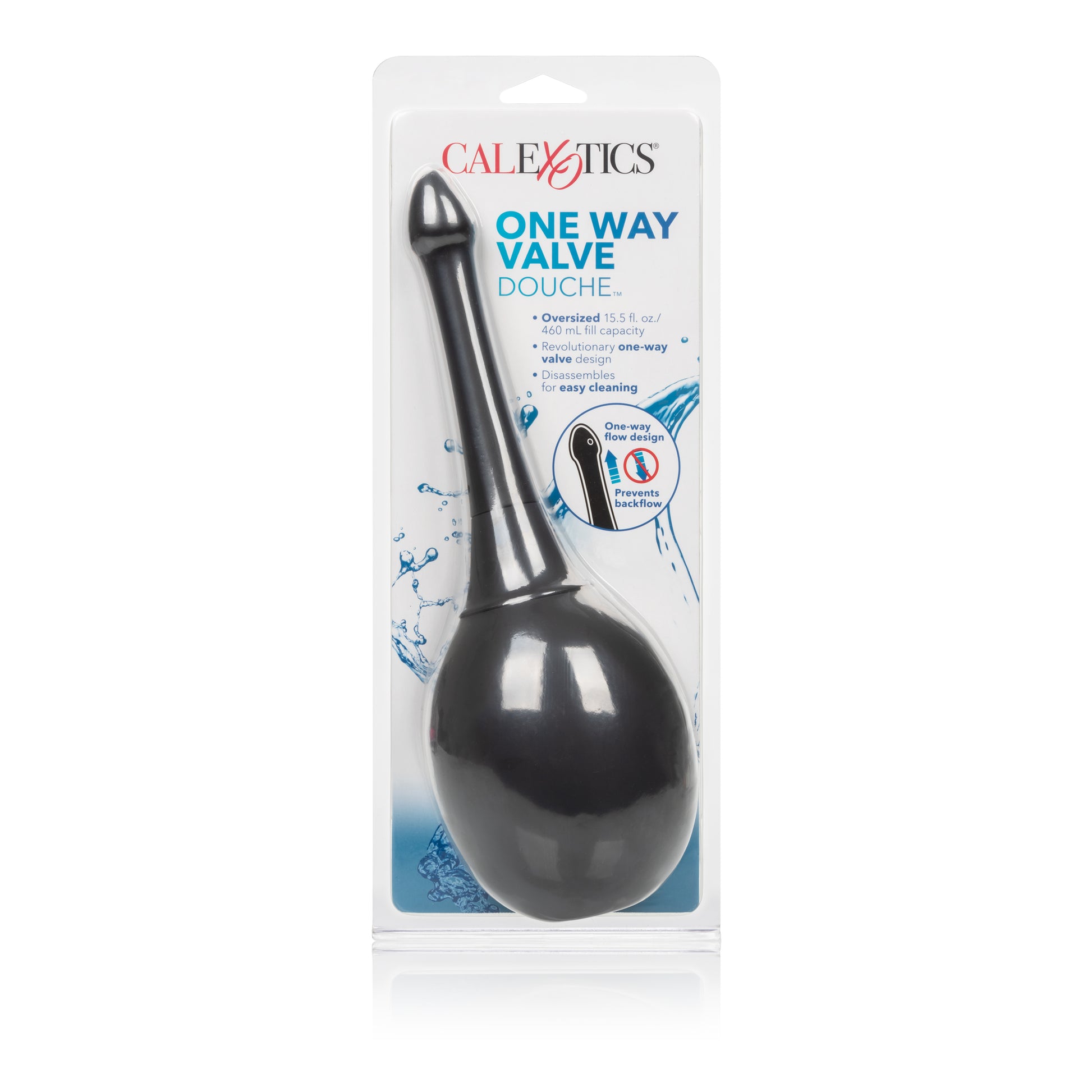 CalExotics One Way Valve Douche – Black – 15.5 fl. oz. Capacity