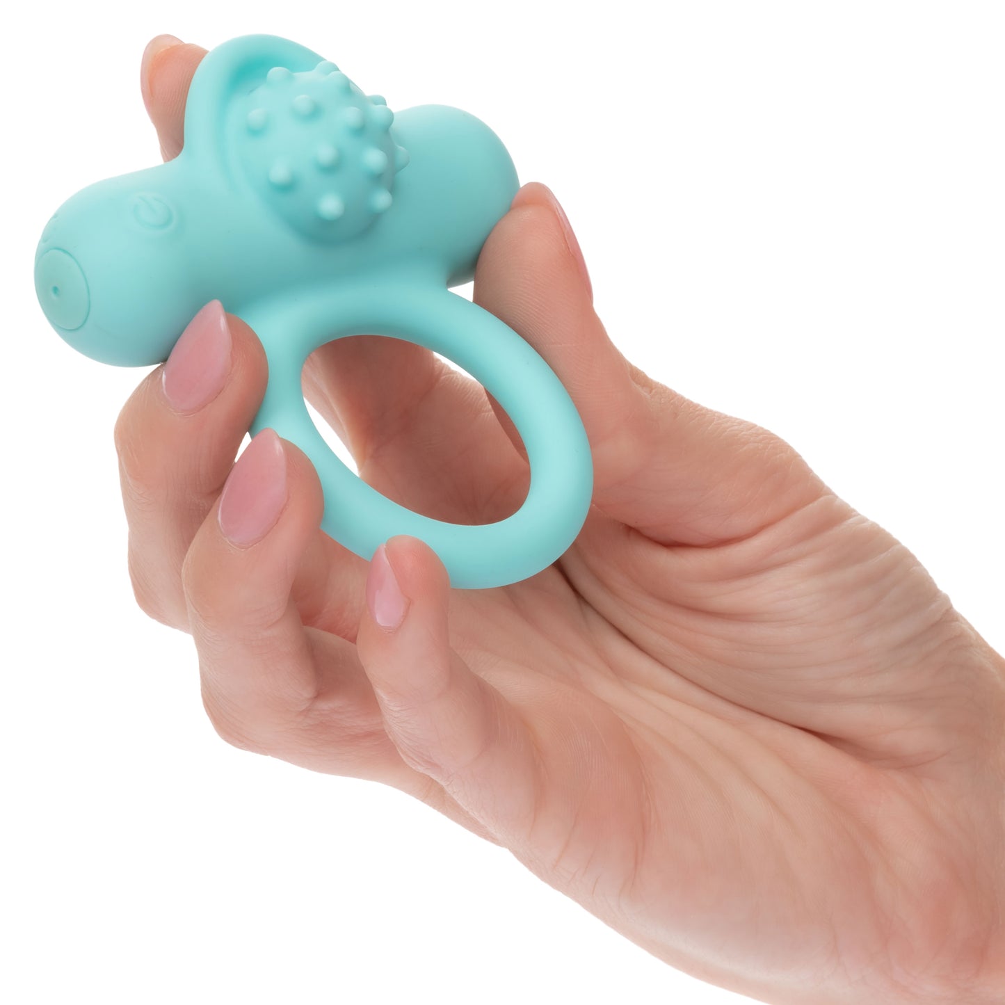 CalExotics Silicone Rechargeable Nubby Lover's Delight – Blue Vibrating Cock Ring
