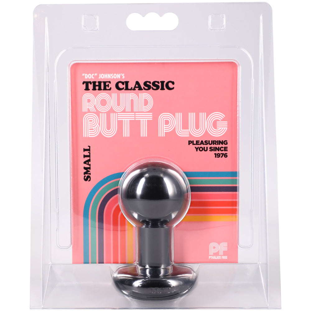 Doc Johnson Round Butt Plug Small Anal Plug, Phthalate-Free, Black