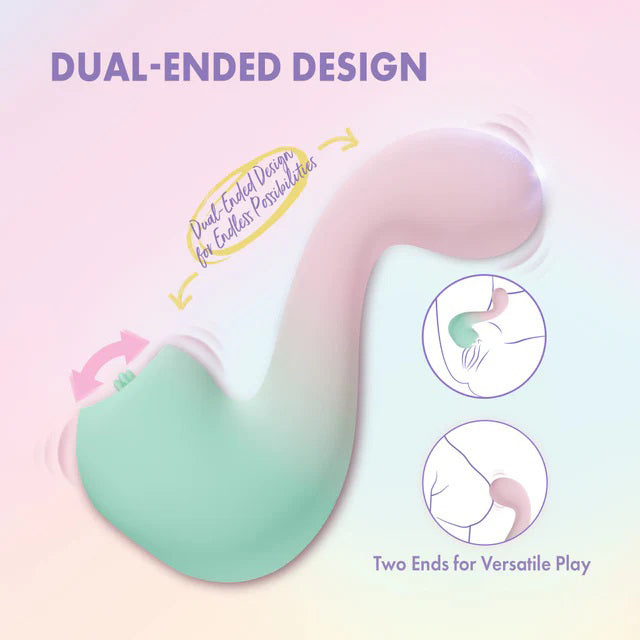 Blush Melody Dual-Ended Vibrator with 7 Vibrations and 7 Tongue Fluttering Sensations - Multi