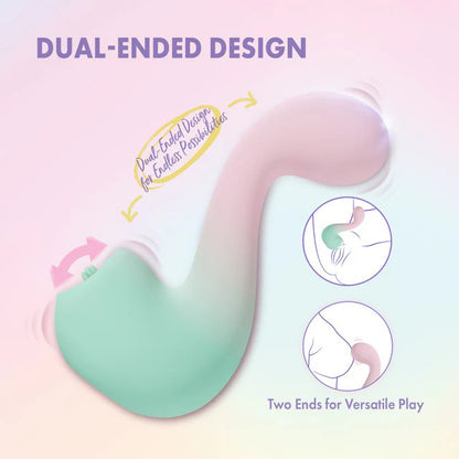 Blush Melody Dual-Ended Vibrator with 7 Vibrations and 7 Tongue Fluttering Sensations - Multi