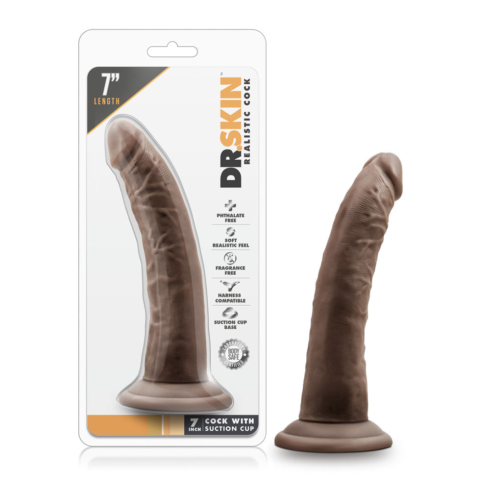 Dr. Skin 7 Inch Realistic Cock with Suction Cup - Brown