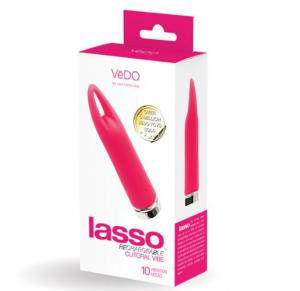VeDO Lasso Rechargeable Clitoral Bullet Vibrator with 10 Vibration Modes - Pink