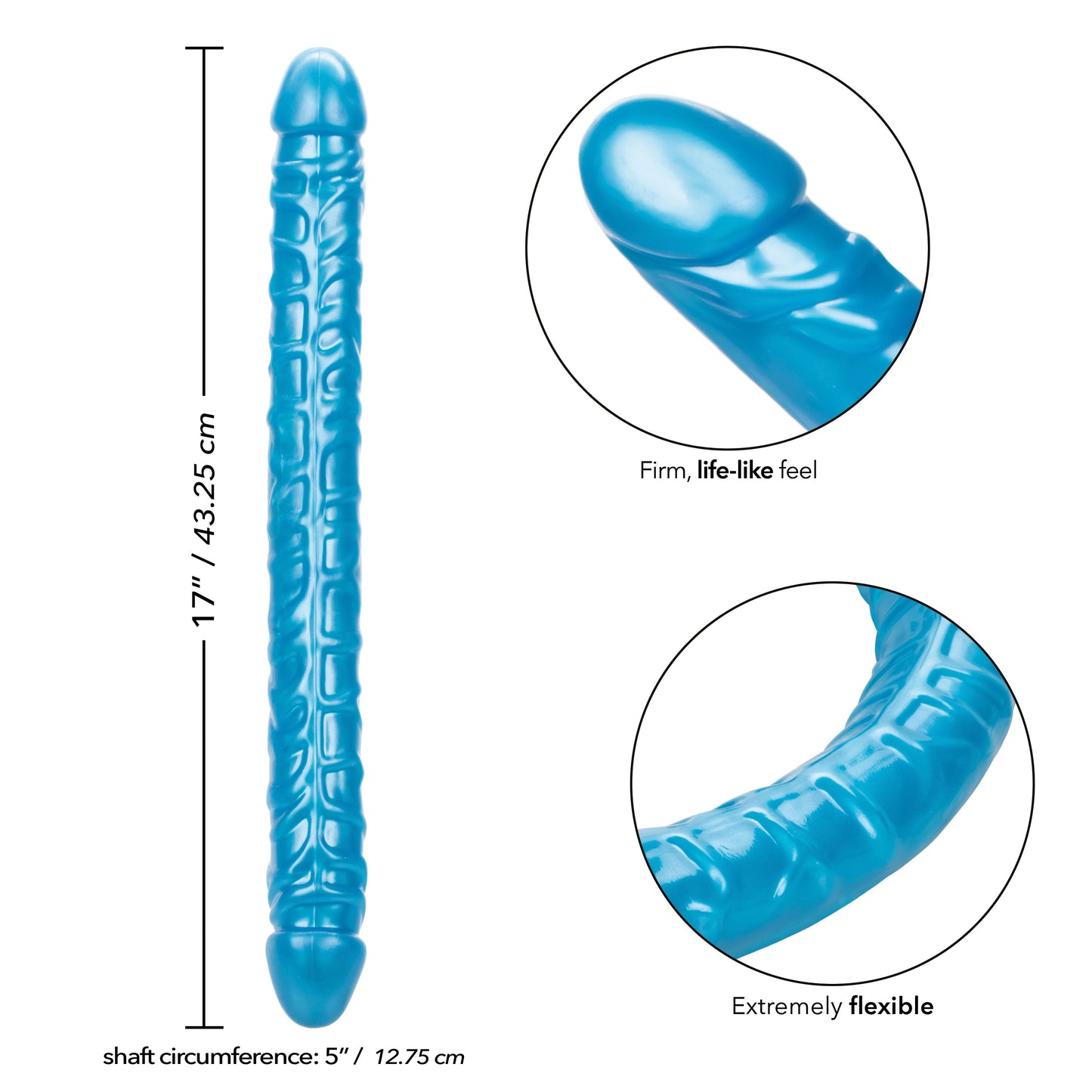 CalExotics Size Queen 17" Dual-Ended Dong - Blue