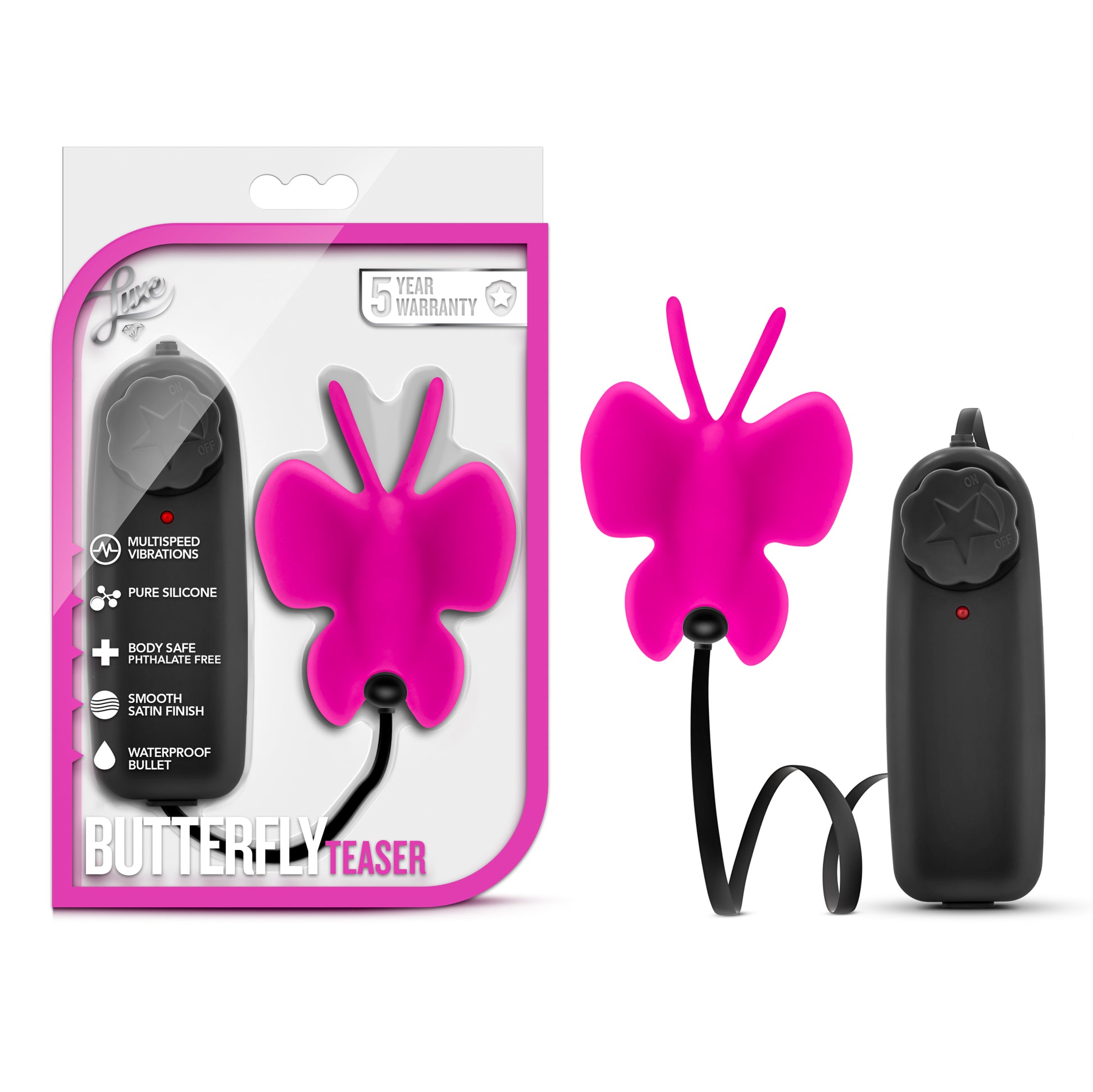 Blush Luxe Butterfly Teaser – Vibrating Toy with Multi-Speed Functionality – Fuschia