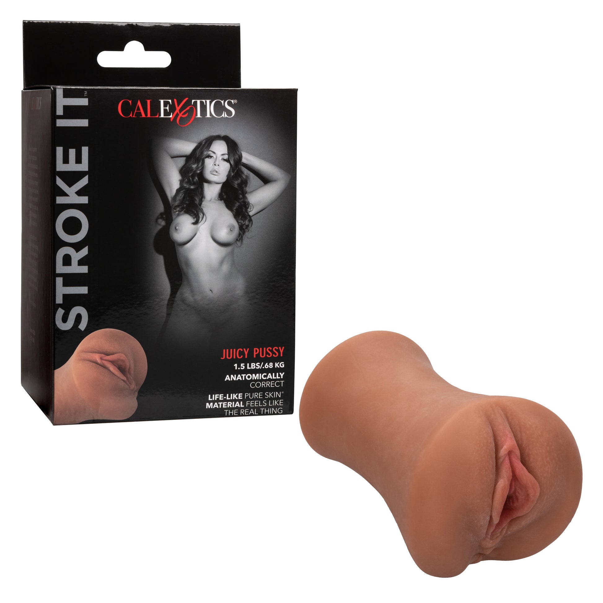 CalExotics Stroke It Juicy Pussy Stroker Sleeve – Brown