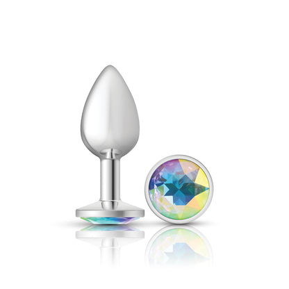 Cheeky Charms Clear Iridescent Round Gem Anal Plug - Small