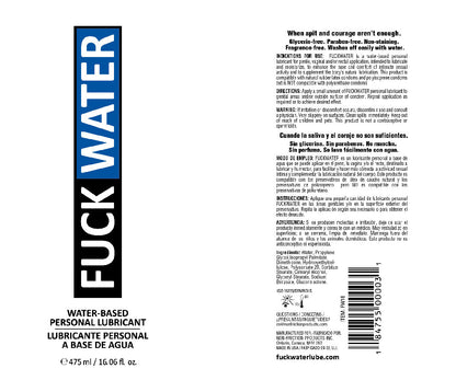 Fuck Water Water-Based Lubricant – Glycerin-Free, 16 Fl. Oz