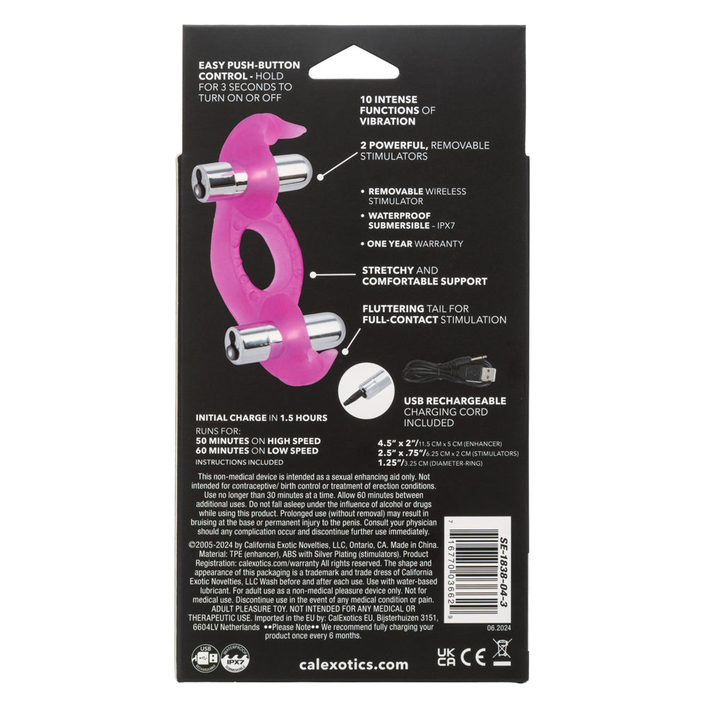 CalExotics Silicone Triple Orgasm Erection Enhancer – Pink – Rechargeable