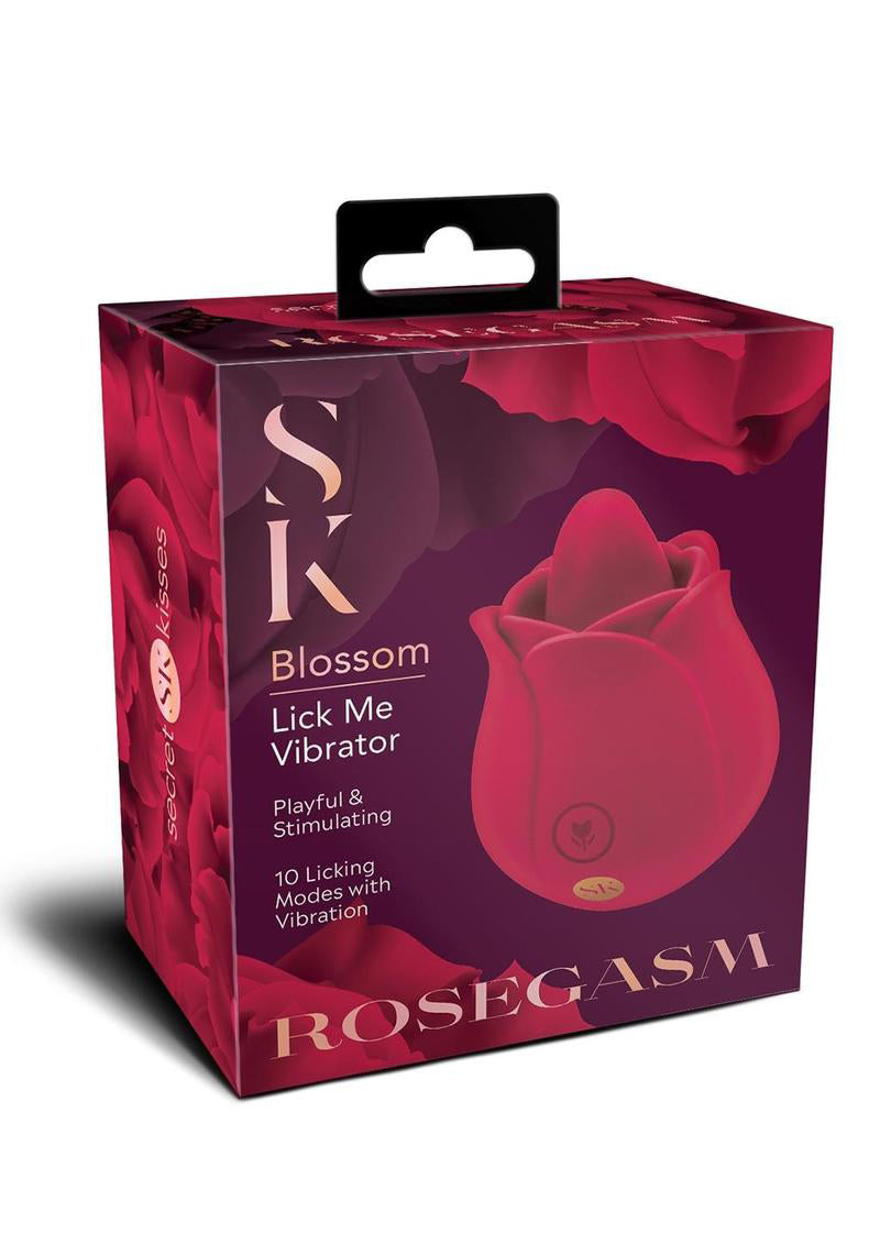 Secret Kisses Rosegasm Rose Blossom Licker – Red – Compact Tongue Vibrator with 10 Modes