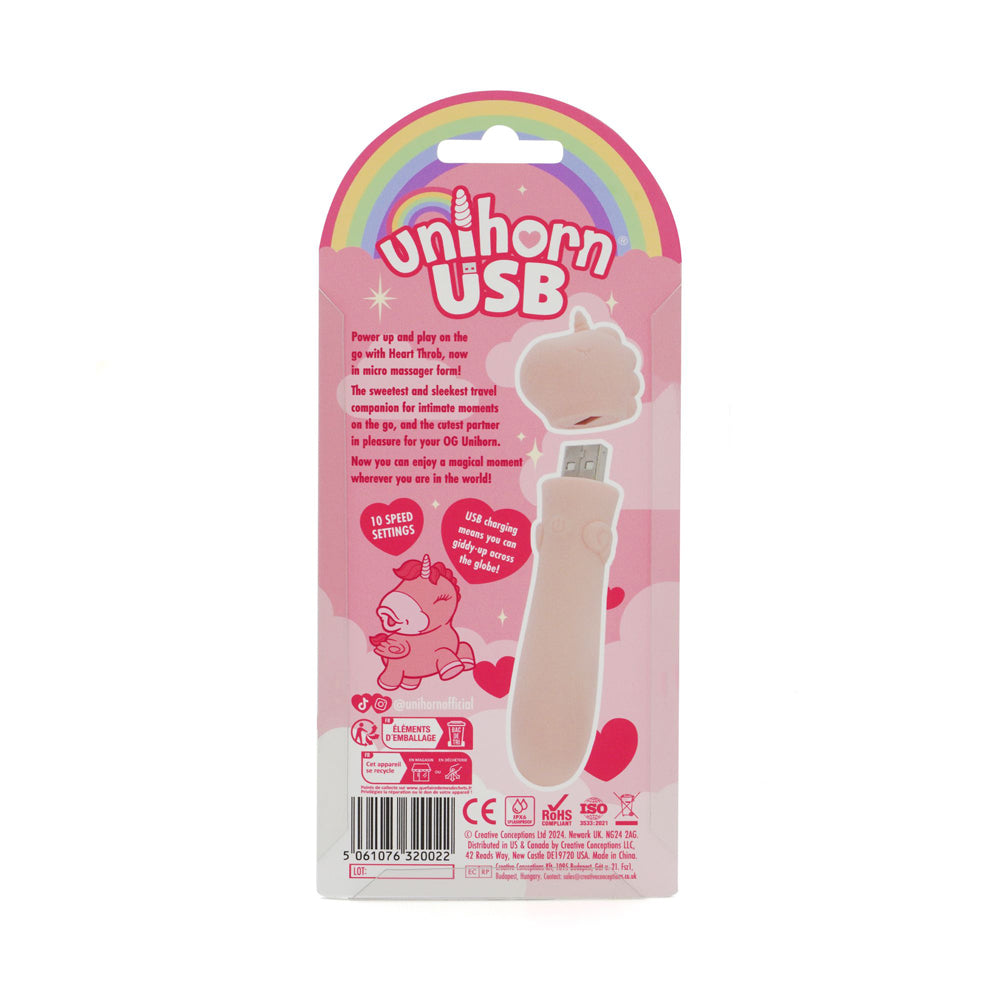 Creative Conceptions Unihorn USB Bullet - Heart Throb Micro Massager - Pink