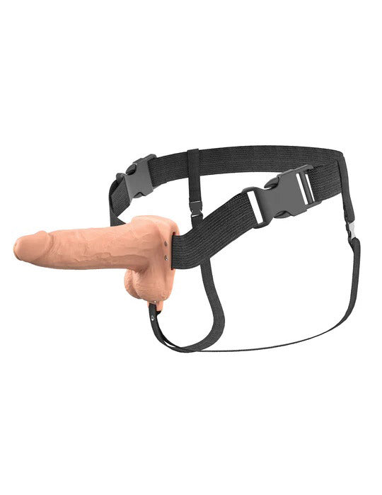 Pipedream Fantasy X-Tensions Elite 6" Vibrating Hollow Silicone Strap-on - Beige