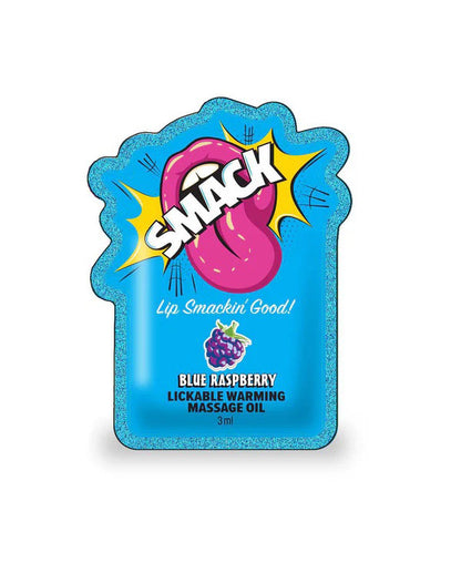 Little Genie SMACK Warming and Lickable Massage Oil - Blue Raspberry - 3ml Pouch Display