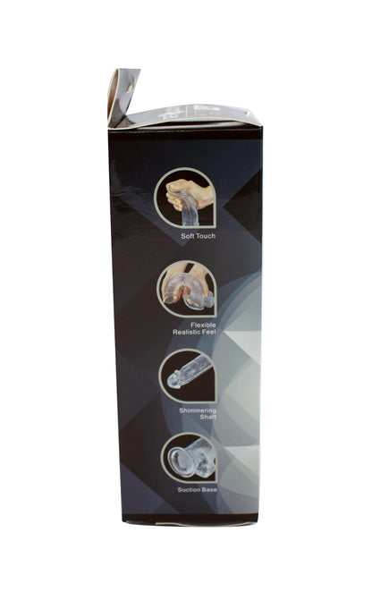 Viben Glitter Dick 8.5" Flexible TPE Dildo with Suction Cup - Clear