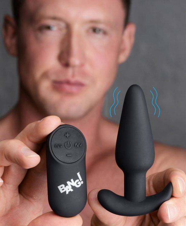 XR Brands 21X Silicone Butt Plug with Remote Control - Black