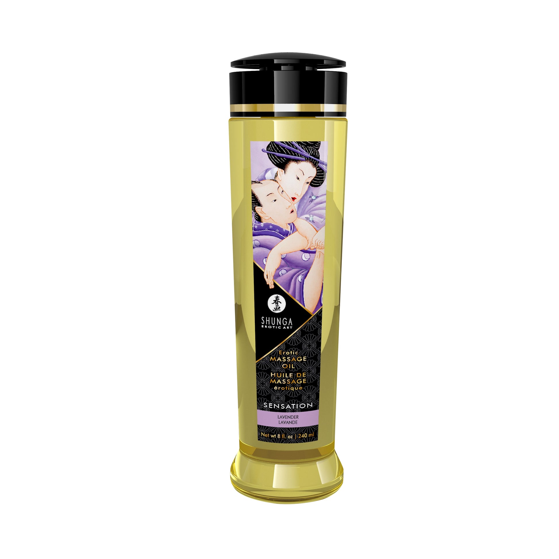 Shunga Sensation Erotic Massage Oil - Lavender - 8 Fl. Oz.