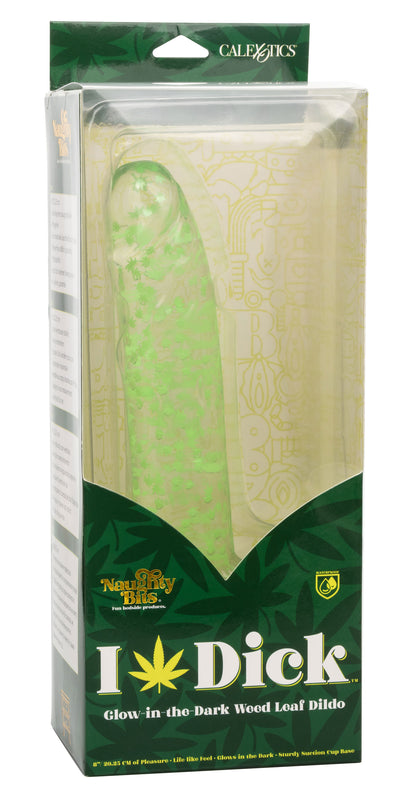 CalExotics Naughty Bits I Leaf Dick Glow-in-the-Dark Dong - 8 Inch, Green